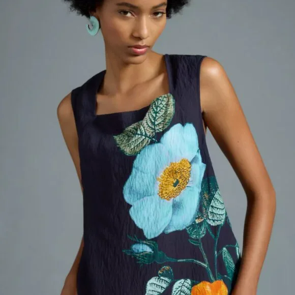 Anthropologie Maeve Square-Neck Pleated Dress - Picture 3 of 5